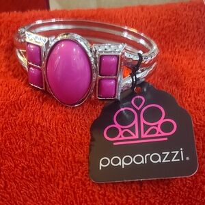 Paparazzi Fuchsia and Silver Hinge Bracelet